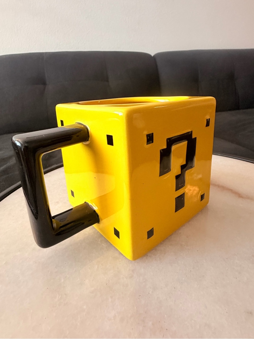ThinkGeek Super Mario Bros Question Block Mug 17oz Ceramic Yellow